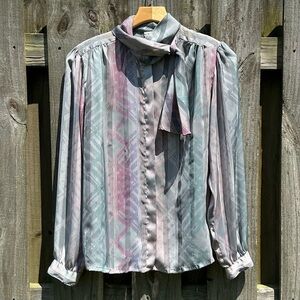 Vintage Nicola Button Down Blouse Retro Career